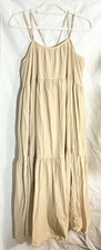 Everlane Tiered Maxi Dress Sz M Orange Check Spaghetti Straps Oversized Billowy