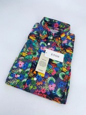 Eton Dress Shirt Mens L 16 - 41 Multi Floral Poplin Slim Fit Collared Button Up