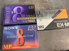 3 NEW Videocassette - SONY MP V8 / Maxell XR-Metal Hi8 / EX-M 8 SEALED