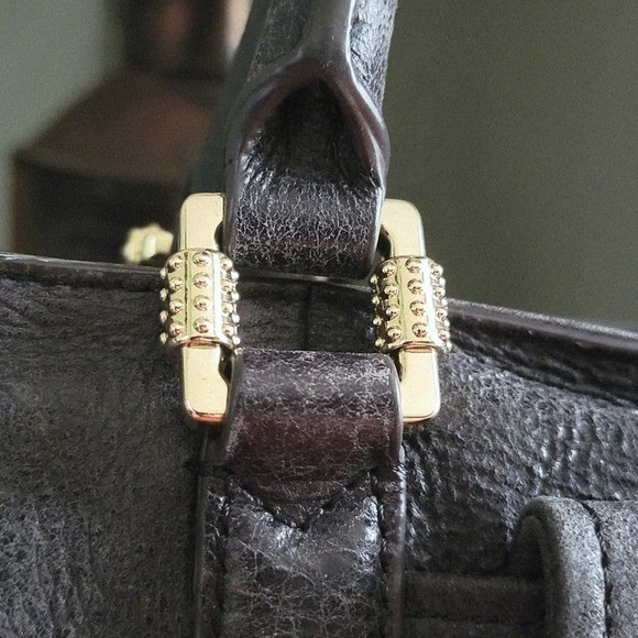 Aimee Kestenberg Heston Satchel Charcoal Gray Washed Nubuck Leather Bag - Image 3 of 4