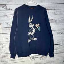 Vintage 90s Looney Tunes Bugs Bunny Faded Graphic Pullover Sweatshirt Medium