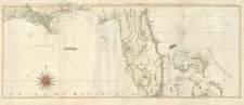 1777 Le Rouge / Jefferys Map and Chart of Florida, Bahamas, American Revolution
