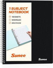 Spiral Notebook, 1-Subject, Wide Ruled Paper, 8" x 10-1/2", 100 Sheets per