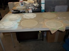 VTG Crochet Doily Runners Toppers Rounds Hand Made White Ivory 39 PC