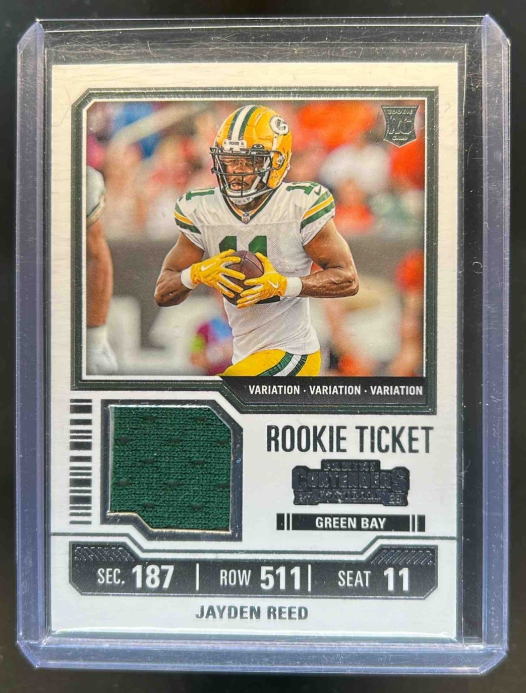 2023 Contenders Jayden Reed Rookie Ticket Swatches Variations Jersey RC #TS18V