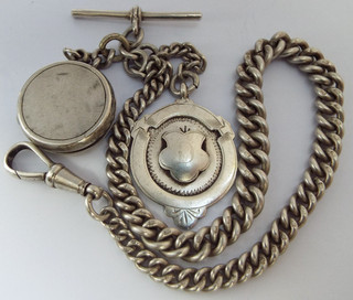 BEAUTIFUL HEAVY ENGLISH ANTIQUE SOLID STERLING SILVER ALBERT POCKET WATCH CHAIN