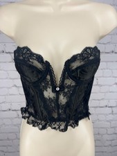 VTG Victoria's Secret Gold Label Black Lace Corset Bustier Bra 32