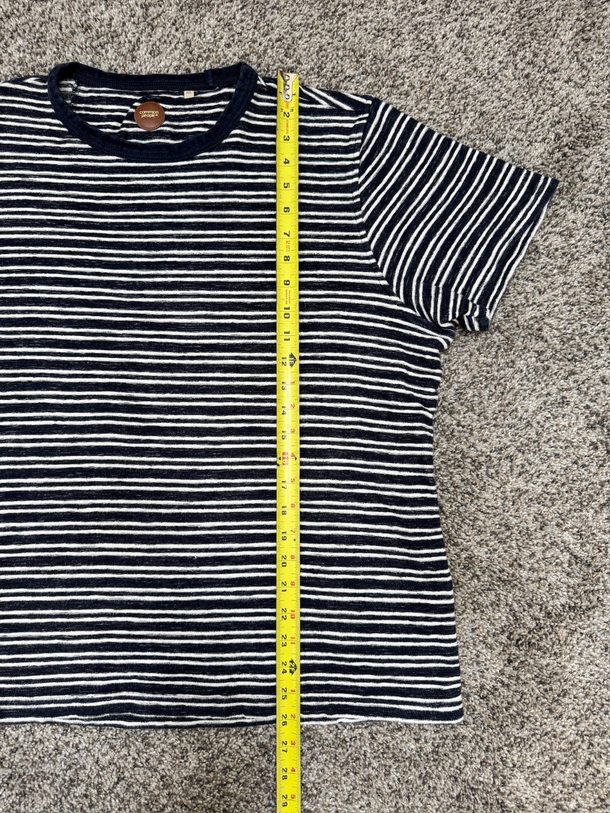 Common People Striped T Shirt XL Navy White Cotton Short Sleeve Crew Neck image 10