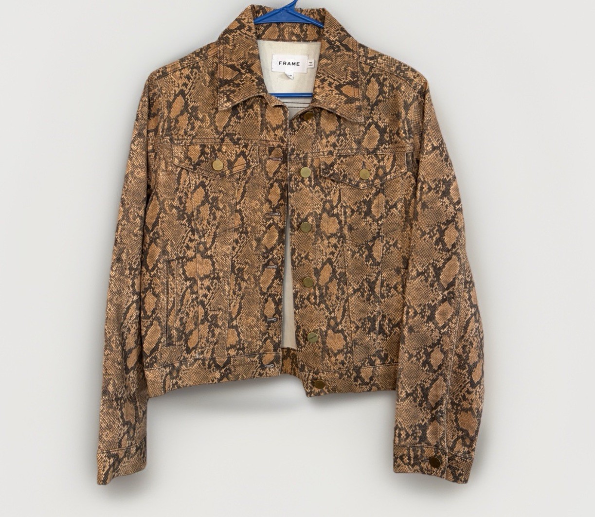 Frame FRAME Women’s Coated Python Button Jacket S… - image 1