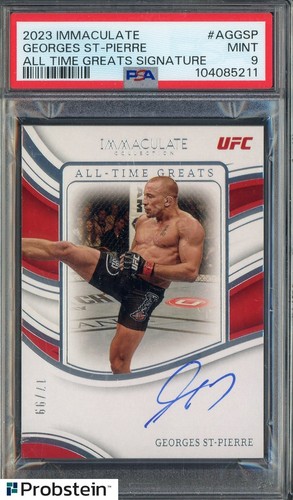 2023 Immaculate UFC All Time Greats Georges St-Pierre ON CARD AUTO /99 PSA 9