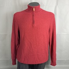 Vineyard Vines Sweater Large Men 1/4 Zip Pullover L/S Burgundy Merino Wool Blend