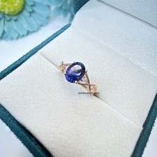 Blue Sapphire Ring, Cluster Ring, September Birthstone, Lab Created Sapphire