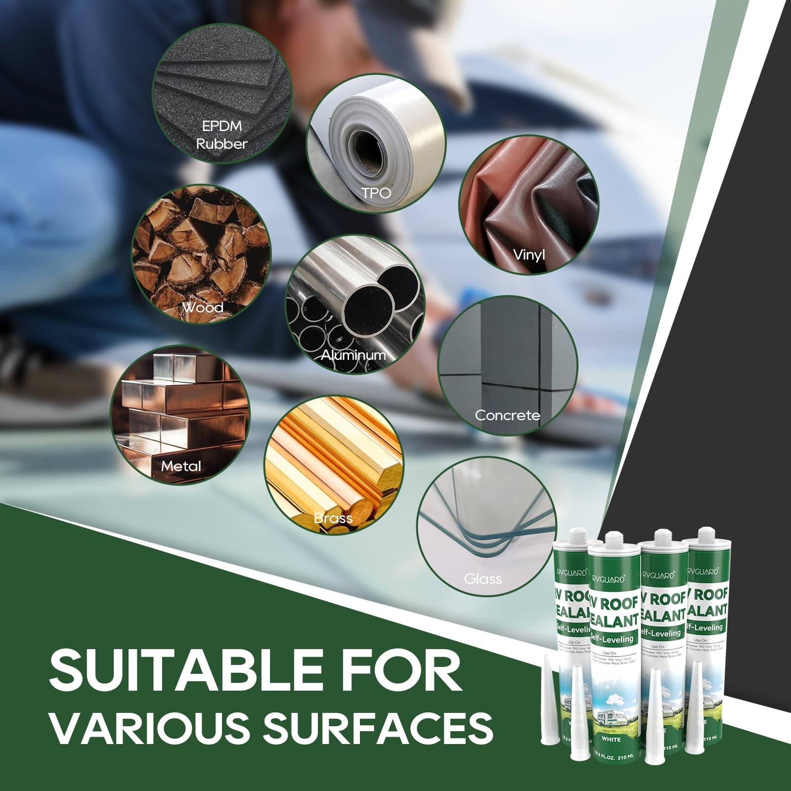 RV Roof Sealant, Self-Leveling Lap Sealant, Flexible RV Caulk Sealant for RV, 