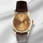 Vintage Rolex 34mm Oyster Perpetual Date 14K Gold Capped Case Watch 1550