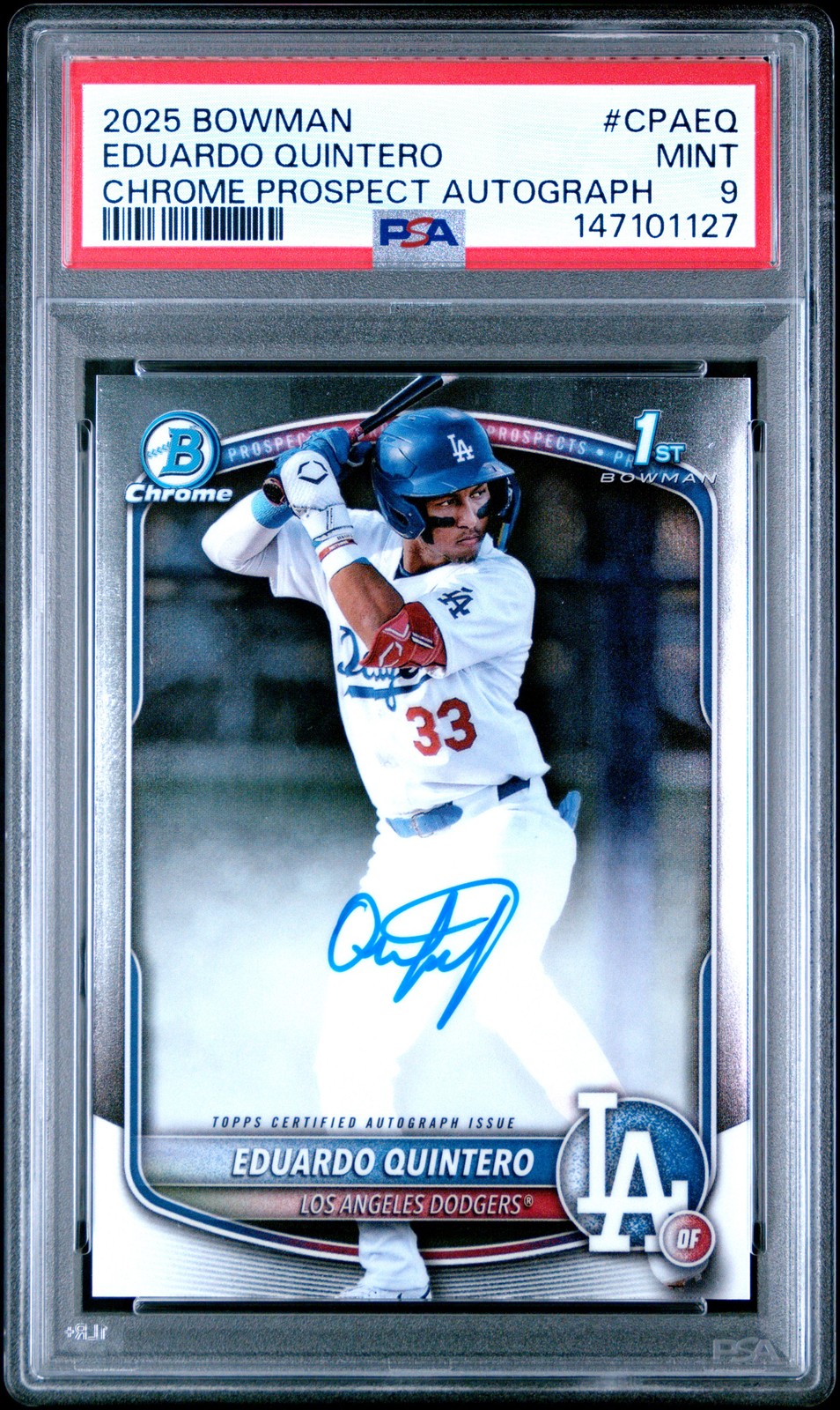 2025 BOWMAN CHROME PROSPECT AUTOS #CPAEQ EDUARDO QUINTERO PSA 9