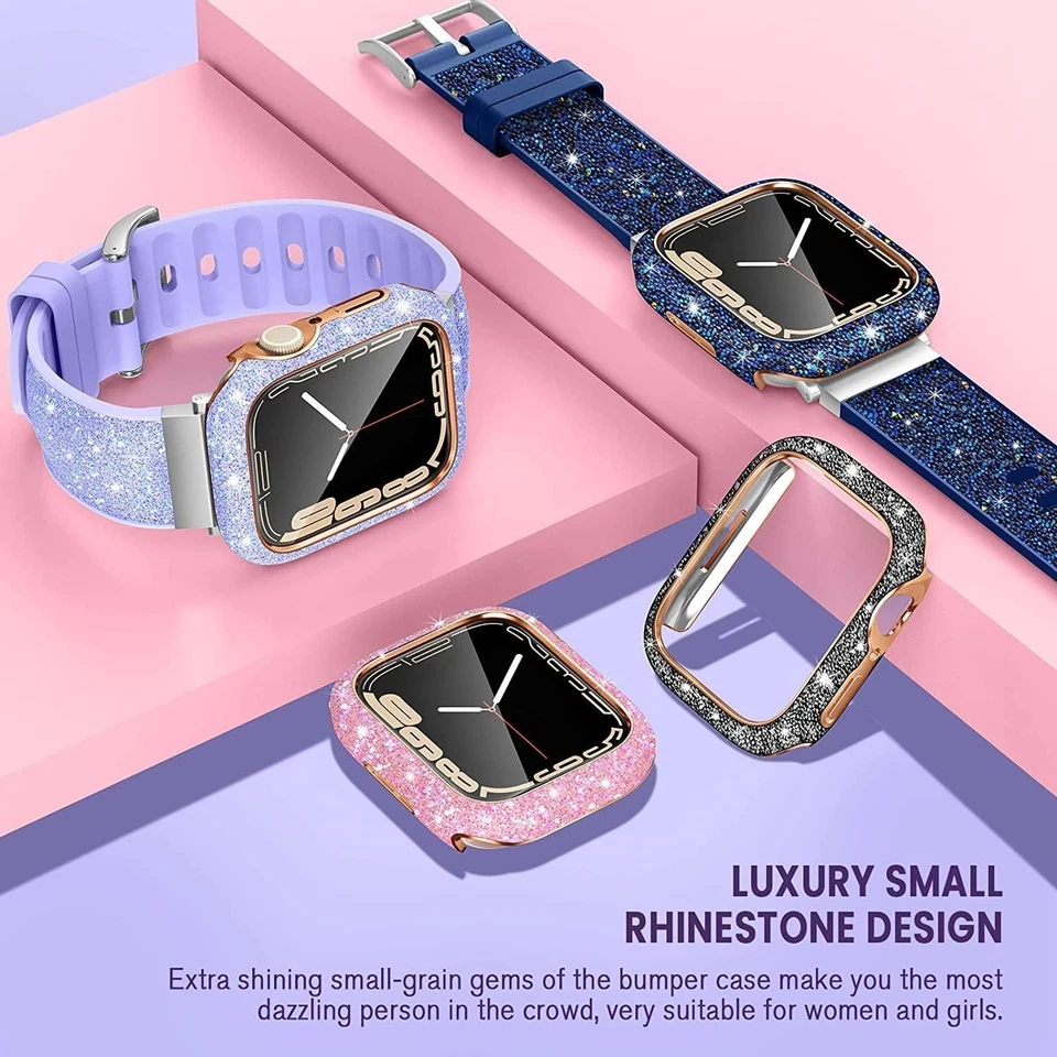 For Apple Watch 40/44/41/45mm Screen Protectors with Rhinestones for SE/Series 9 - Image 4 of 4