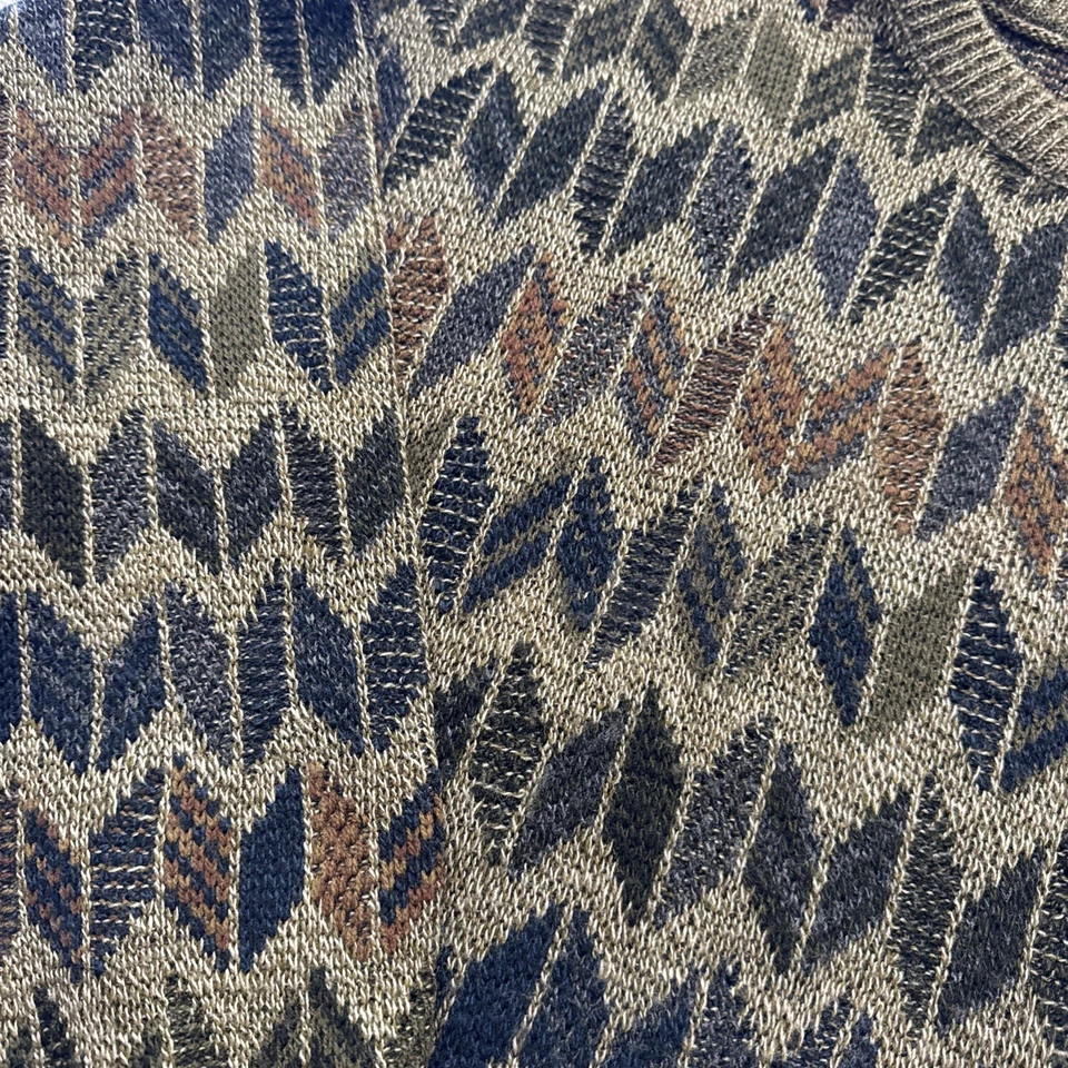 复古 80/90 年代爷爷/Cosby/Biggie/Coogie 风格几何男式毛衣 L — 第 4/4 张图片