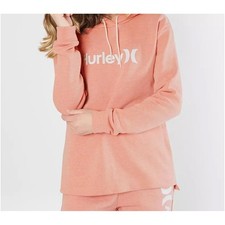 Hurley Women's Pink Logo Graphic Pullover Hoodie Sweatshirt L