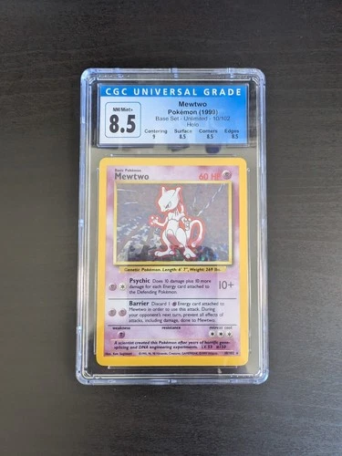 [CGC 8.5] MEWTWO 1999 Pokemon #10/102 Base Set Holo OLD CGC NM/Mint+ SUBS