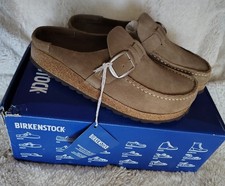 Women's Birkenstock Buckley 38 Gray Taupe Suede Leather Clogs New In Box