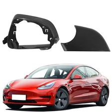 Black Left Side Door Mirror Lower Cover w/ Frame for Tesla Model 3 2017-2021