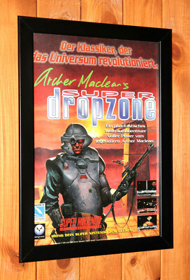 1995 Archer Maclean's Super Dropzone SNES Vintage Mini Poster / Ad Page Framed