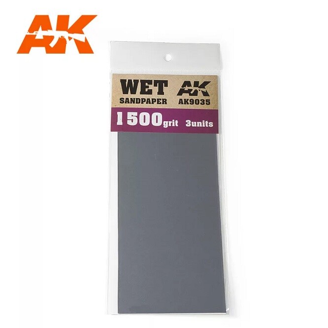 Ak Interactive Ak9035 - Wet Sandpaper 1500 Grit. 3 Units - New