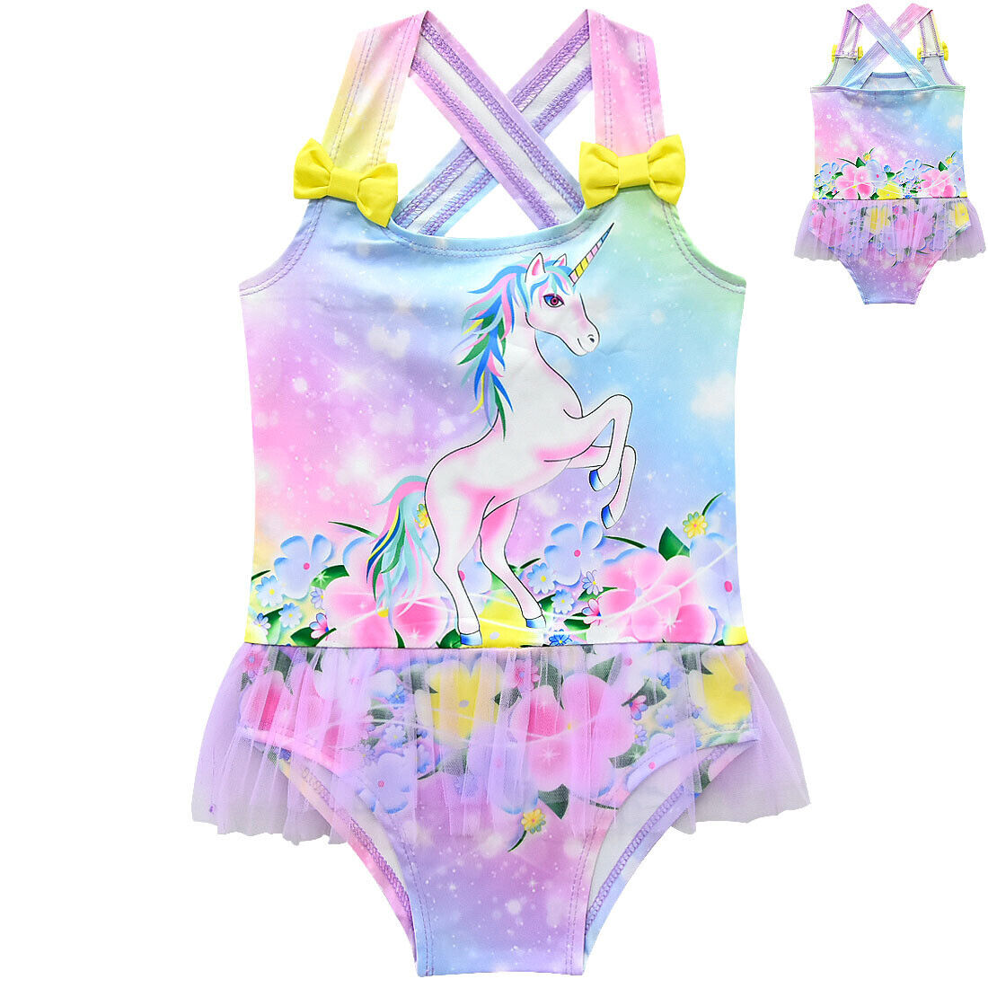 La ciudad Bienes diversos jugador Girls Unicorn Swimsuit Swimwear Bathing swimming suit Bikini Size 3-10 ZG9  | eBay