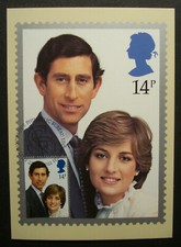 GB: maximum card/MK/FDC MN 884, 14p. Wedding Prince Charles + Lady Diana