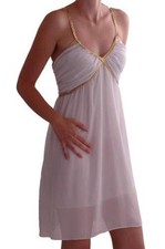 Womens Plain Casual Gold Spaghetti Strap V Neck Sleeveless Knee Length Dress