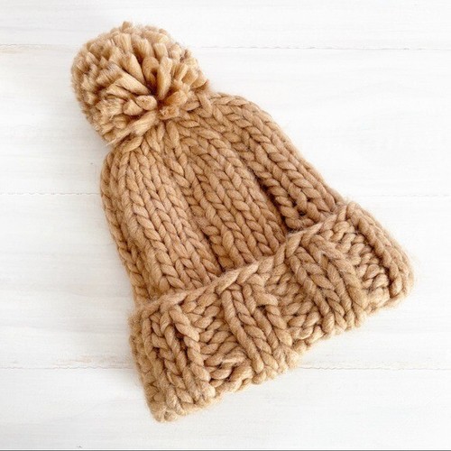 Pom Pom Chunky Knit Beanie Hat 