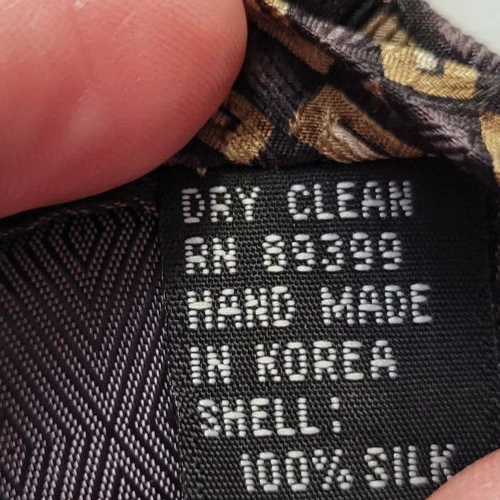 Corbata Louis Roth Hecha a Mano Estampado Geométrico Novedad 100% Seda Marrón Foto 3 de 3