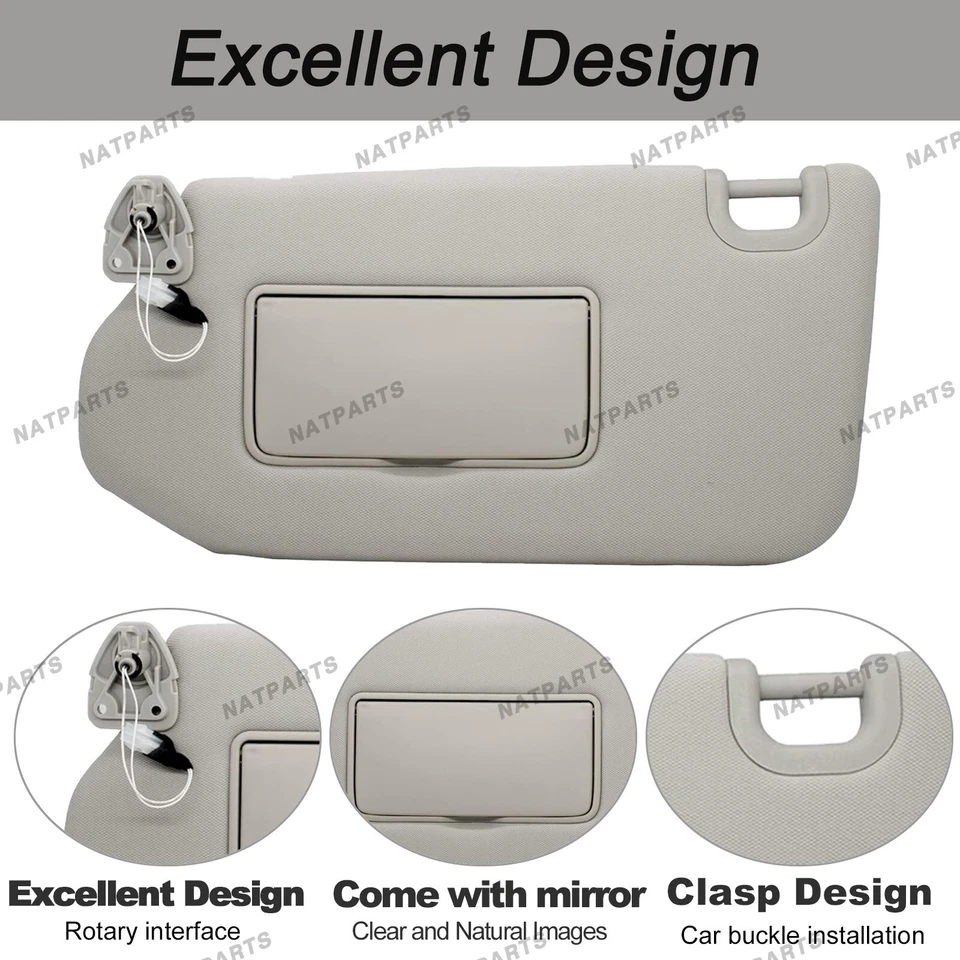 Pair Gray Side Sun Visor W/Light for 2013-2020 Infiniti QX60 96401-9PB0A - Image 3 of 4