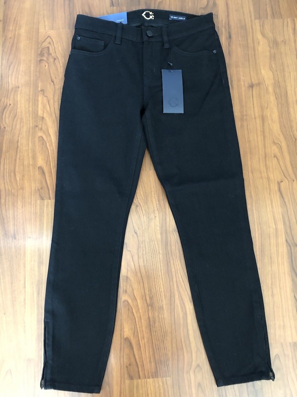 C WONDER Womens Black Skinny Ankle Zip Hem Denim Jeans Size 26 NWT $128