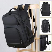 Men 18" 50L Expandable Backpack USB Port Laptop Rucksack Waterproof School Bag