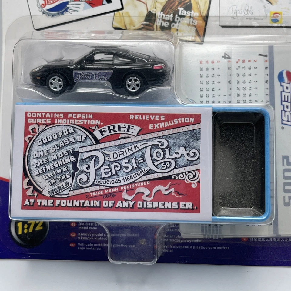 Porsche 911 2005 edición limitada temática Pepsi Cararama 1:72 negro Foto 4 de 4