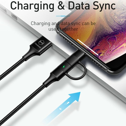 Mcdodo Apple&Type C USB Charger Cable 2in1 for iPhone Xs 8 7 Samsung Huawei - Zdjęcie 5 z 11