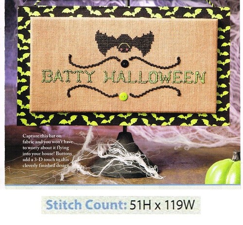 BATTY HALLOWEEN  CROSS  STITCH PATTERN ONLY -    ZA - HEV