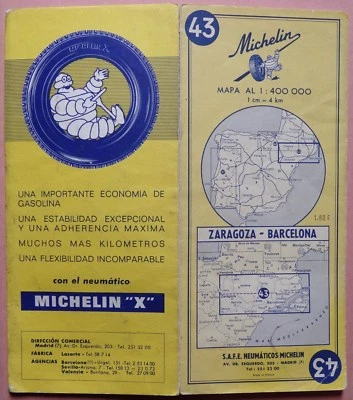 § carte MICHELIN 43 ZARAGOZA - BARCELONA 1964 - Photo 1/3