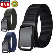Men's Ratchet Belt Nylon Web Belts with Automatic Slide Buckle Tactical Women US