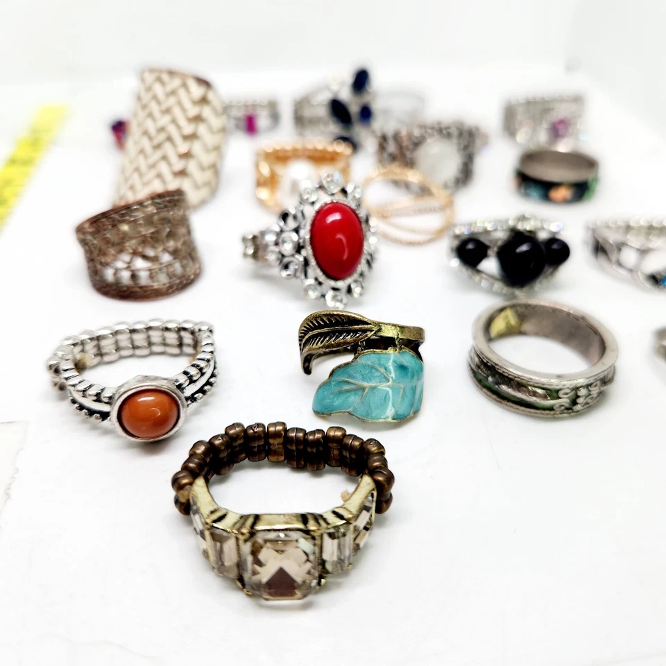 Enorme Lote De Colección De 20 Anillos Boho De Cóctel Ágata Piedra Lunar Estrás llamativos Foto 2 de 4