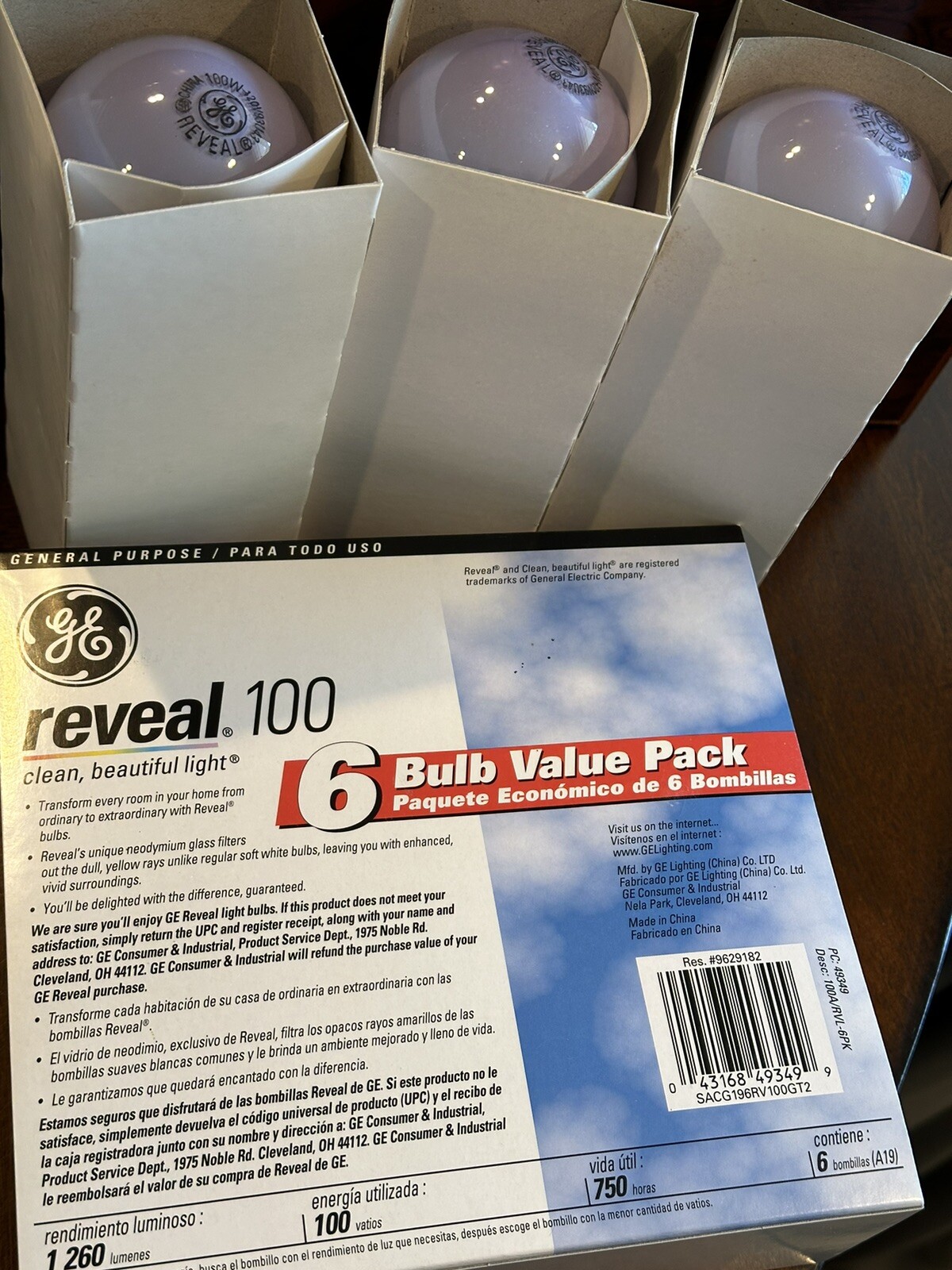 GE Reveal / 100 Watt / Light Bulbs - 1 Pack/6 Bulbs - Clean, Beautiful Light