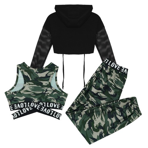 Kids Girls Outfits Long Sleeve Set Tops Suit Dance Costume Performance Hip-Hop - Picture 29 of 48