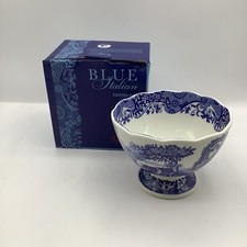 Spode Blue Italian Porcelain Footed Serving Bowl 4.75  