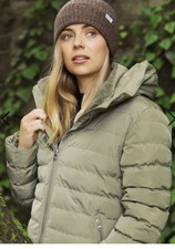 Tokyo Laundry Womens Funnel Neck Padded Puffer Jacket Coat Quince - Uk 14 Khaki