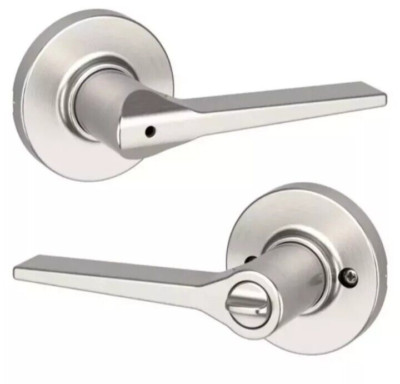 Kwikset Hollis Round Rose Satin Nickel Privacy Bed/Bath Door Lever 93002-929