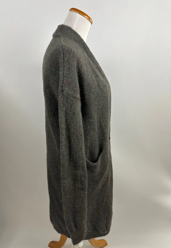 UNIQLO Verde Lana Largo Un Botón Cárdigan Suéter Bolsillos S Foto 2 de 4