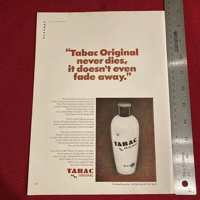 Tabac Original Eau de Cologne 1970 Print Ad - Great To Frame!