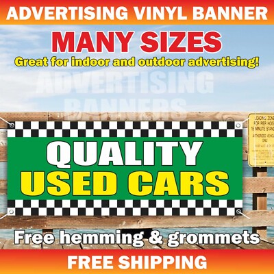 QUALITY USED CARS Advertising Banner Vinyl Mesh Sign dealer auto service credit