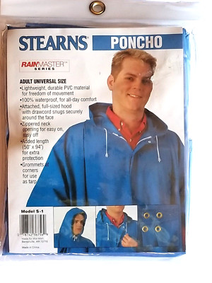 STEARNS RAINMASTER Series Blue Poncho Model S-1 Adult Universal Size